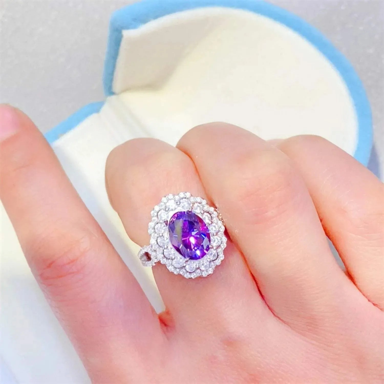 2 Carat Moissanite 925 Sterling Silver Ring Silver 2 Carat - Tophatter Daily Deals